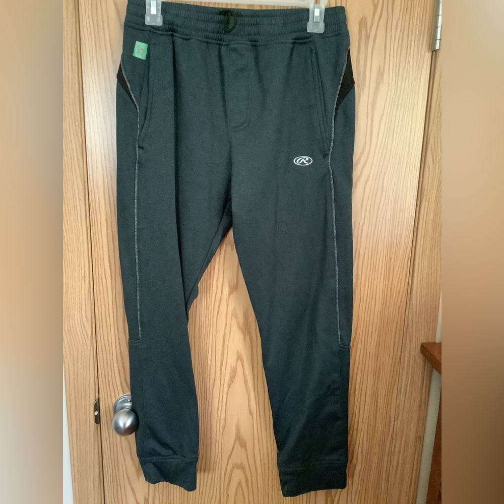 🍉Rawlings joggers junior boy M EUC, pockets, heathered teal green